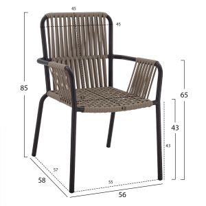 Dining set 3pcs aluminum table 80x80 armchairs Hm11439