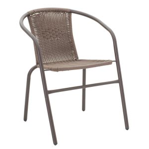 Dining set 5pcs Ensure-obbi metal-glass brown 140x80x70cm