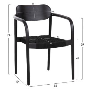 Dining set 5pcs Oslo Hm21075.01 round table φ120cm 4 dining chairs-black