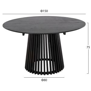 Dining set 5pcs Saldin Hm21077.02 round table φ150cm. 4 dining chairs-black