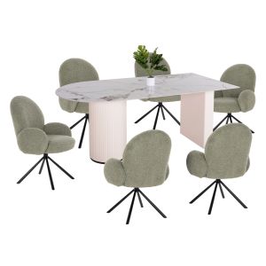 7-piece dining set with Ceramus table and 6 Winon armchairs, Hm11977