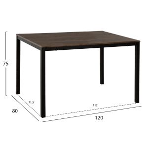 Dining set Goose 5 pcs, Mdf in walnut - metal in black 120x80x75hcm, 01, Hm9530