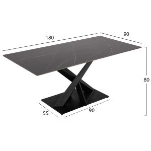 7-piece dining set Rubby table with ceramic top and 6 chairs with armrests in gray, Hm21044