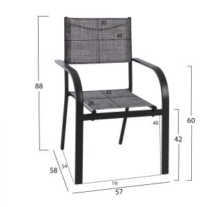 Dining set with umbrella 8 pieces gray table 150x90 and armchair Hm11533