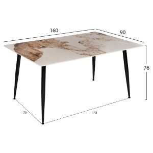 Dining set 5 pieces Hm11913 table with technical stone top 120cm - 4 velvet fabric chairs