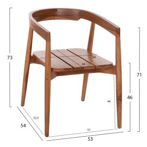 Adonis Hm6938 dining chair, teak wood, natural color, 53x54x73hcm.