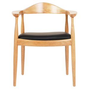 Dining chair Ador .01 rubber wood in oak color and black Pu 62x54x76.5hcm Hm9948