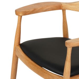 Dining chair Ador .01 rubber wood in oak color and black Pu 62x54x76.5hcm Hm9948
