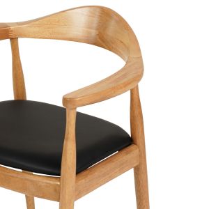 Dining chair Ador .01 rubber wood in oak color and black Pu 62x54x76.5hcm Hm9948