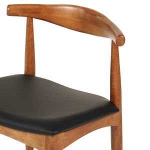 Dining chair Alor .03 rubber wood in light walnut-black Pu 55x51x75hcm Hm9947
