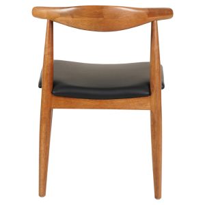 Dining chair Alor .03 rubber wood in light walnut-black Pu 55x51x75hcm Hm9947