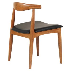 Dining chair Alor .03 rubber wood in light walnut-black Pu 55x51x75hcm Hm9947