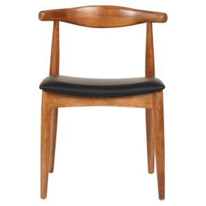 Dining chair Alor .03 rubber wood in light walnut-black Pu 55x51x75hcm Hm9947