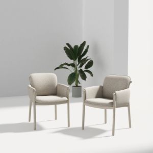 Dining chair Anubis Sm6502.02 beige aluminum and fabric 61x66x77h