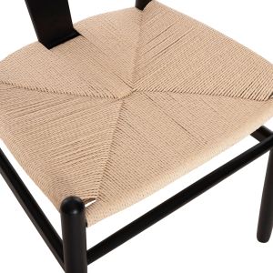 Dining chair Brave .03 beech in black-beige rope 54.5x53x75hcm Hm8695