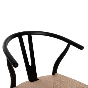 Dining chair Brave .03 beech in black-beige rope 54.5x53x75hcm Hm8695
