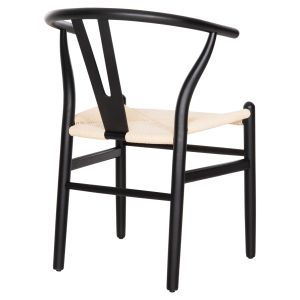 Dining chair Brave .03 beech in black-beige rope 54.5x53x75hcm Hm8695