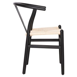 Dining chair Brave .03 beech in black-beige rope 54.5x53x75hcm Hm8695