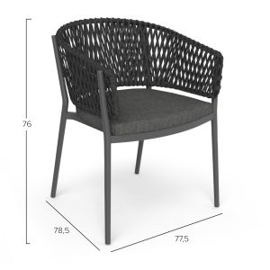 Dining chair Camellia Sm6209.01 dark gray Aluminum-pe rope-olefin cushion