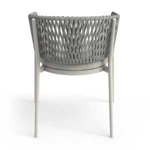 Dining chair Camellia Sm6209.02 creamy white aluminum-beige polyethylene rope and olefin cushion