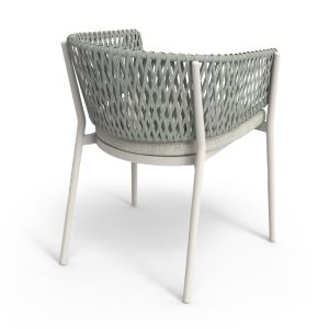 Dining chair Camellia Sm6209.02 creamy white aluminum-beige polyethylene rope and olefin cushion