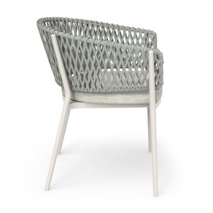 Dining chair Camellia Sm6209.02 creamy white aluminum-beige polyethylene rope and olefin cushion