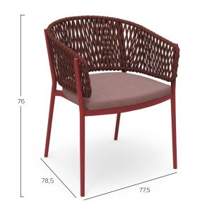 Dining chair Camellia Sm6209.05 red Aluminum-pe rope-olefin cushion