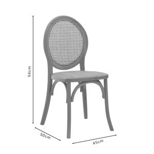 Dining chair Camil solid beech wood-natural rattan 45x50x94cm