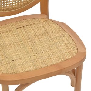 Dining chair Camil solid beech wood-natural rattan 45x50x94cm