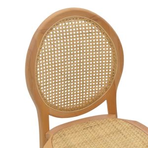 Dining chair Camil solid beech wood-natural rattan 45x50x94cm