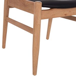 Dining chair Cersei Hm9946.01 made of rubber wood in light oak and synthetic material in black 57x53x72cm.