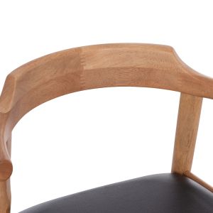 Dining chair Cersei Hm9946.01 made of rubber wood in light oak and synthetic material in black 57x53x72cm.