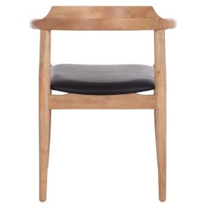 Dining chair Cersei Hm9946.01 made of rubber wood in light oak and synthetic material in black 57x53x72cm.