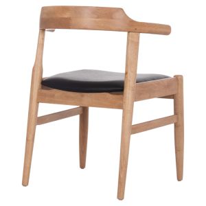 Dining chair Cersei Hm9946.01 made of rubber wood in light oak and synthetic material in black 57x53x72cm.