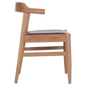 Dining chair Cersei Hm9946.01 made of rubber wood in light oak and synthetic material in black 57x53x72cm.