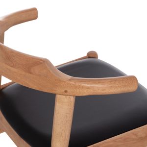 Dining chair Cersei Hm9946.01 made of rubber wood in light oak and synthetic material in black 57x53x72cm.