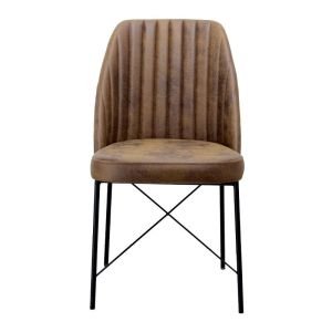 Colette dining chair with brown plush fabric 48*47*83