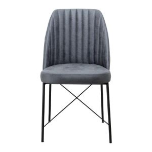 Colette dining chair with gray fabric and black metal legs 48*47*83