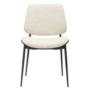 Dining chair Conti .02 black metal and plywood-fabric-ecru 48.5x56x82.5hcm Hm9983