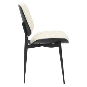 Dining chair Conti .02 black metal and plywood-fabric-ecru 48.5x56x82.5hcm Hm9983