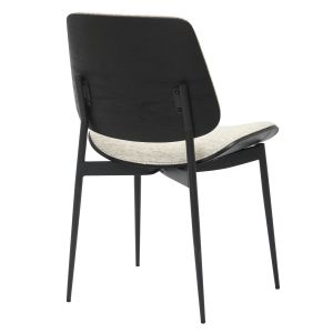 Dining chair Conti .02 black metal and plywood-fabric-ecru 48.5x56x82.5hcm Hm9983