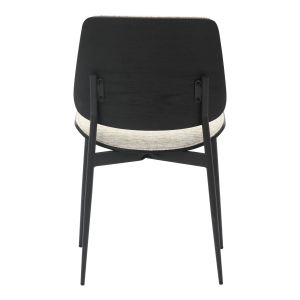 Dining chair Conti .02 black metal and plywood-fabric-ecru 48.5x56x82.5hcm Hm9983