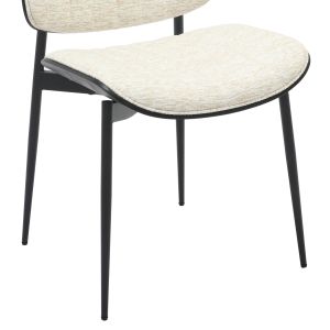Dining chair Conti .02 black metal and plywood-fabric-ecru 48.5x56x82.5hcm Hm9983