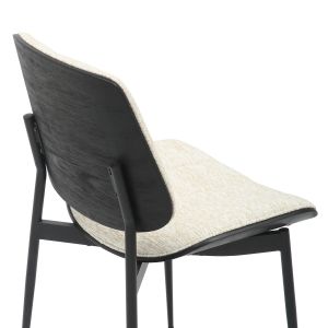 Dining chair Conti .02 black metal and plywood-fabric-ecru 48.5x56x82.5hcm Hm9983