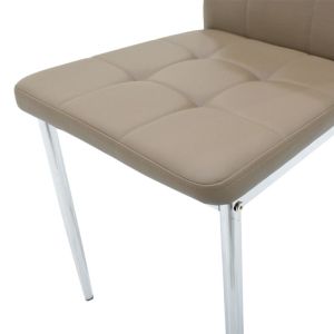 Cube dining chair premium faux leather Pu mocha color ergonomic with chrome legs