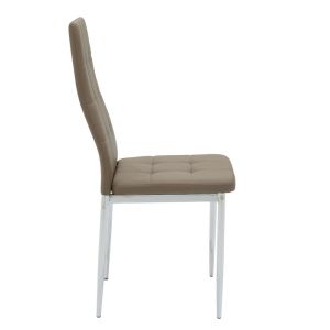 Cube dining chair premium faux leather Pu mocha color ergonomic with chrome legs