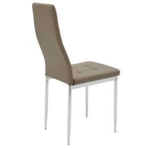 Cube dining chair premium faux leather Pu mocha color ergonomic with chrome legs