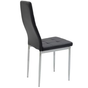Cube dining chair premium black artificial leather Pu ergonomic with chrome legs 41x46x97cm