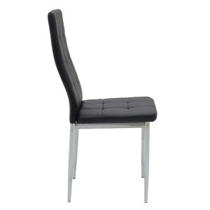 Cube dining chair premium black artificial leather Pu ergonomic with chrome legs 41x46x97cm