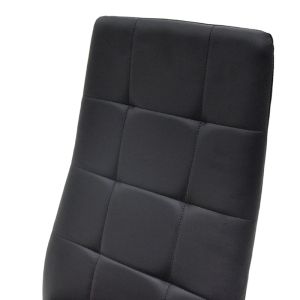 Cube dining chair premium black artificial leather Pu ergonomic with chrome legs 41x46x97cm